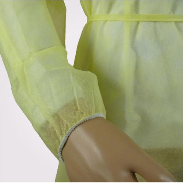 Lightweight Yellow PP Disposable Isolation Gowns with Elastic Wrist