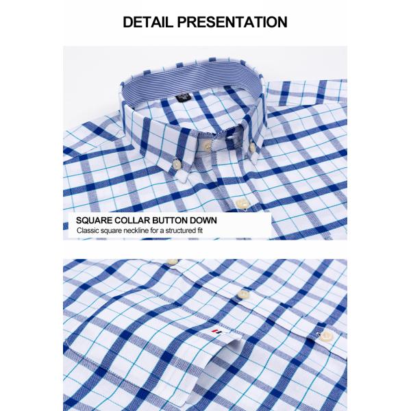 2023 Delivery Adult Large Size Cotton Oxford Short-Sleeved Plaid Casual Shirt for Men