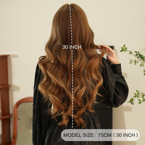 Fashion Long Body Wave Highlighted Hair Brown/Blonde Synthetic Wigs For Women