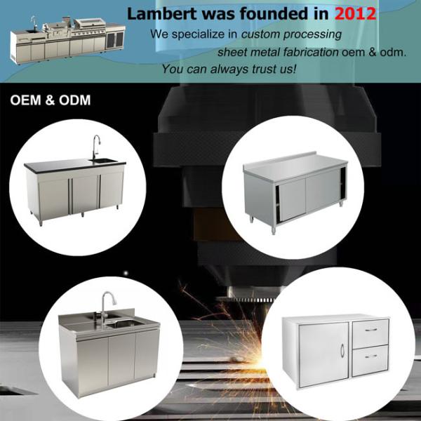 Modular Stainless Steel Kitchen Cabinets , 0.8mm Double Sink Kitchen Cabinet