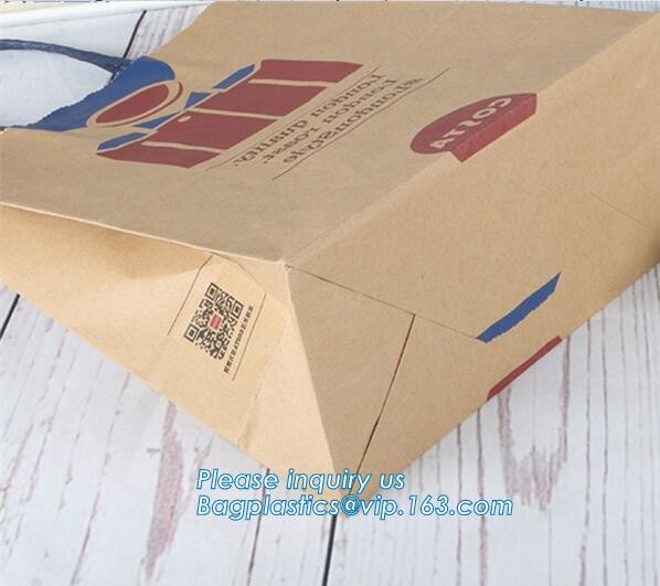 OEM Factory food grade white kraft paper bread bag for restaurant oil proof popcorn Packaging bag,paper bags with flat h