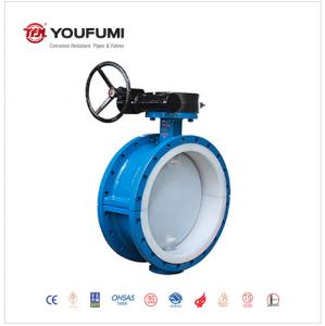 China Flanged PTFE Lined Butterfly Valve DN500 PN16 Anticorrosion For Caustic Soda on sale