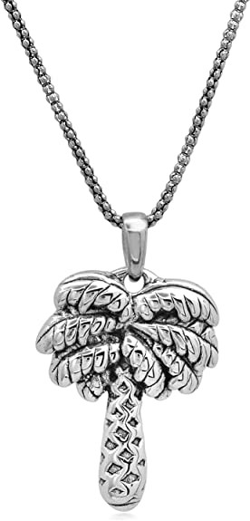 EZ Tuxedo Palm Tree Dangle Charms 925 Sterling Silver Tree Pendant with Cubic Zirconia for Pendant