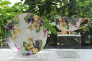 8oz Household Decor Non Toxic Fine Bone China Tea Cup Saucer Set