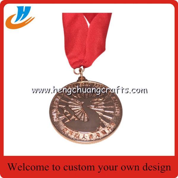 Relief metal medal with raised horse, personalized embossed metal medals