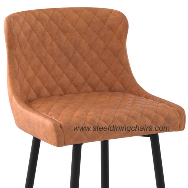 Brown Upholstered 105cm Synthetic Leather Counter Height Bar Stools With Backs