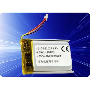 Quality 3.8V 350mAh Lithium Polymer Battery 1C Discharge 500 Cycles for sale