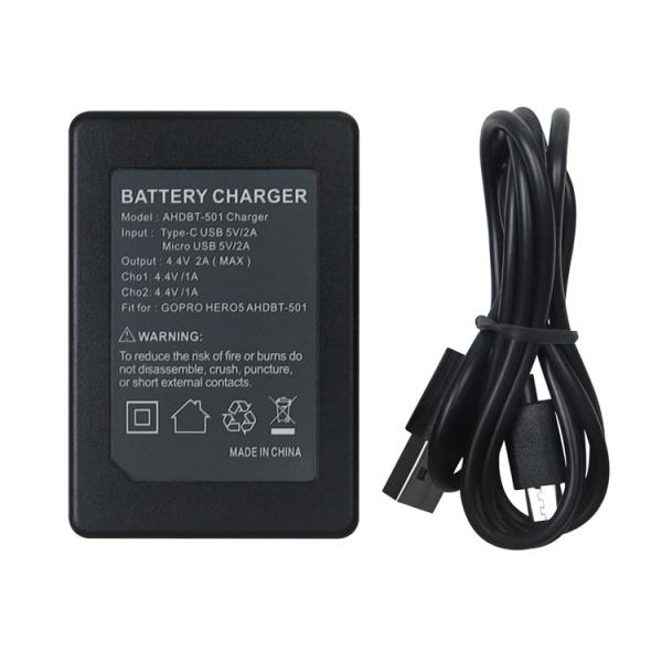 AHDBT-501 USB Dual Port Slot Battery Charger With Cable For GoPro Go Pro Hero 5 Action Camera Accessories