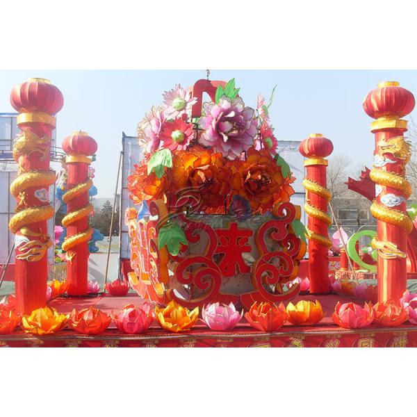 Outdoor Giant Chinese Lantern Sun Proof Fabric Made For Square Decoration