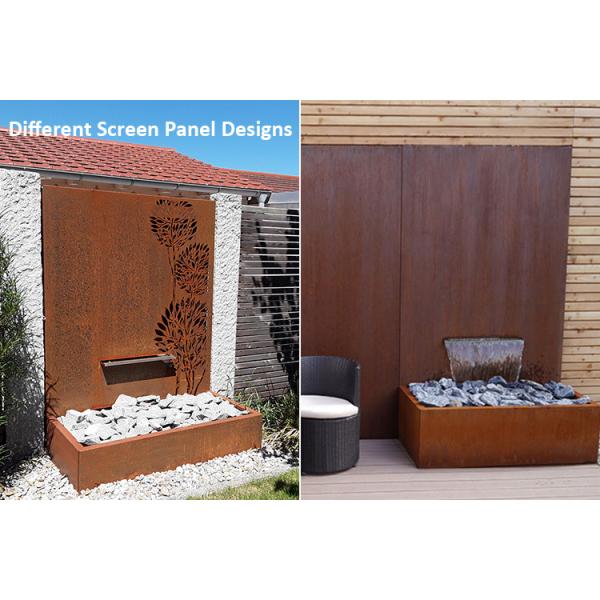 1500x1000x600mm Rustic Corten Steel Water Fountain With Laser Cut Screen Panel