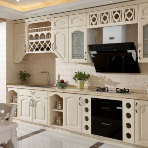 China European Style Oak Solid Wood Kitchen Cabinets Waterproof Easy Clean on sale