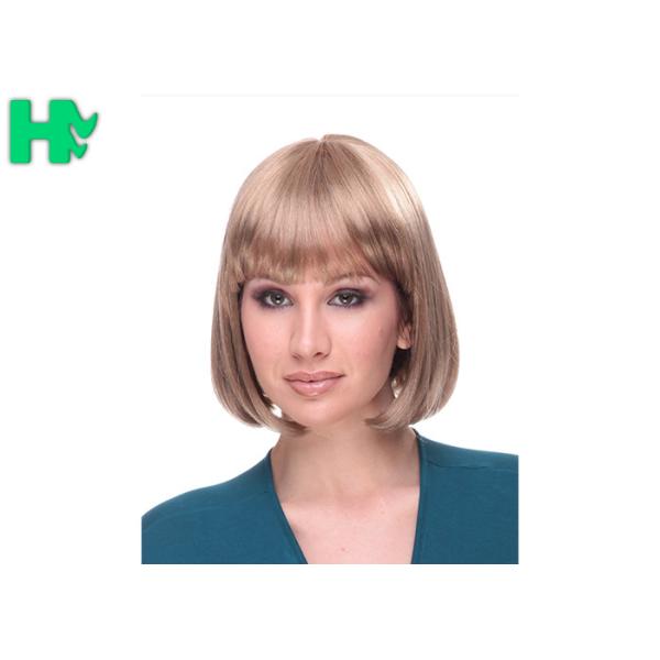 Straight Black Root White Short Synthetic Wigs Bob Style Wigs With Long Lifetime