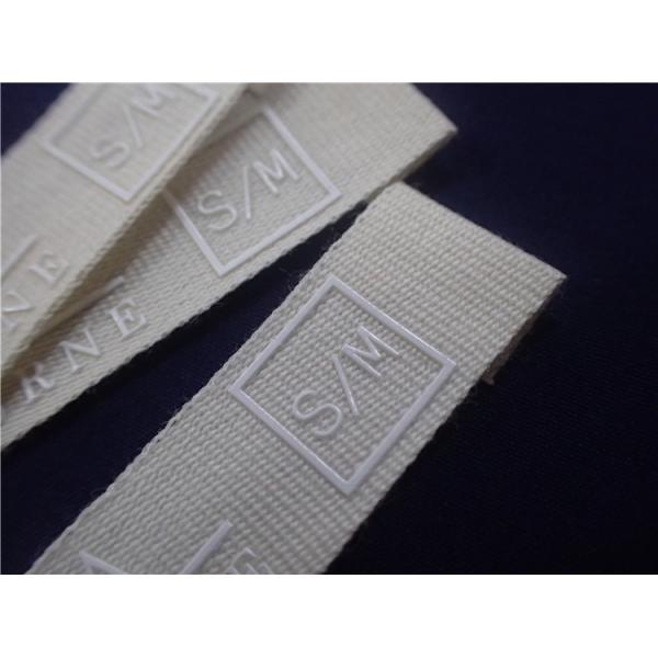 White Printed Fabric Labels With Silicone Logo For Sports Clothing Patches