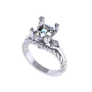 Quality Moissanite Diamond Gemstone Promise Rings 14K Gold Princess Cut for sale