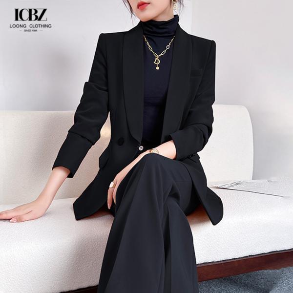 Spandex / Bamboo Fiber High Cut V-Neck White Business Formal Pants Suits for Women