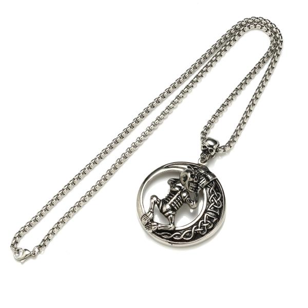 Fashion Jewelry Long Chain Round Skull Shape Stainless Steel Necklace