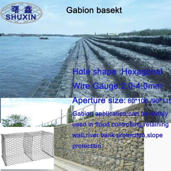 Double Twisted 6x8cm Galvanized Gabion Baskets Stone Filled Cages Hexagon Preventing Rock Breaking
