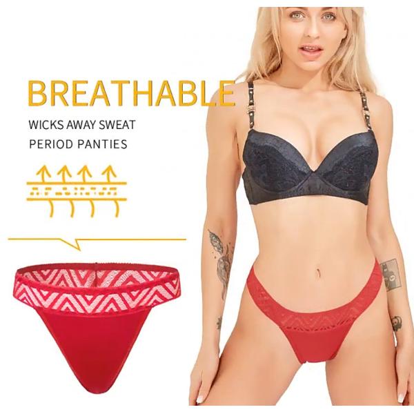 Thong Sexy Period Underwear 4 Layers T-String Lace Leakproof Menstrual Panies Different Body Types Women Panties