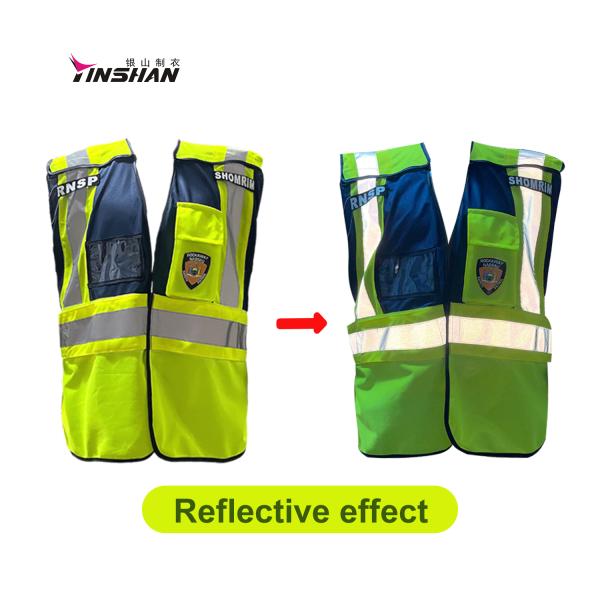 Fluorescent Yellow Customized Logo High Visibility Reflective Vest for Security Guards