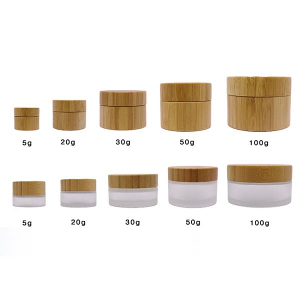 50ml Green Glass Ointment Jars Bamboo Lid Frosted Cream Jar Logo Customization