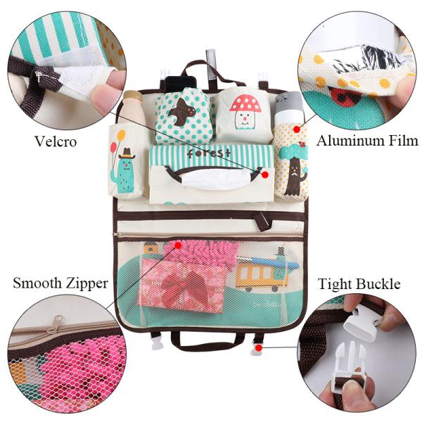 Oxford PVC Car Seat Back Storage Bag Organizer For Travel