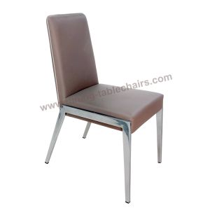 Polyurethane PU Upholstered Chromed Dining Chair Livingroom Chair Leisure Chair