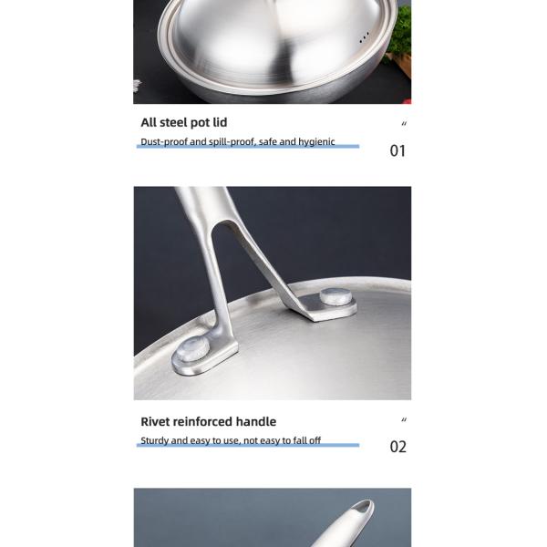 High Capacity Stovetop Frying Pan Kitchen Non Stick Stainless Steel