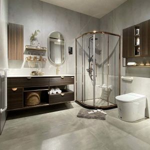 Double Sink Solid Wood Bathroom Vanity Cabinet Modern European Furniture