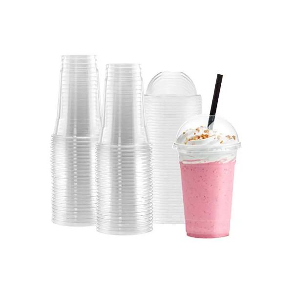 Custom Printed Plastic Cup With Lids Disposable Eco Friendly PET PLA Clear 24oz