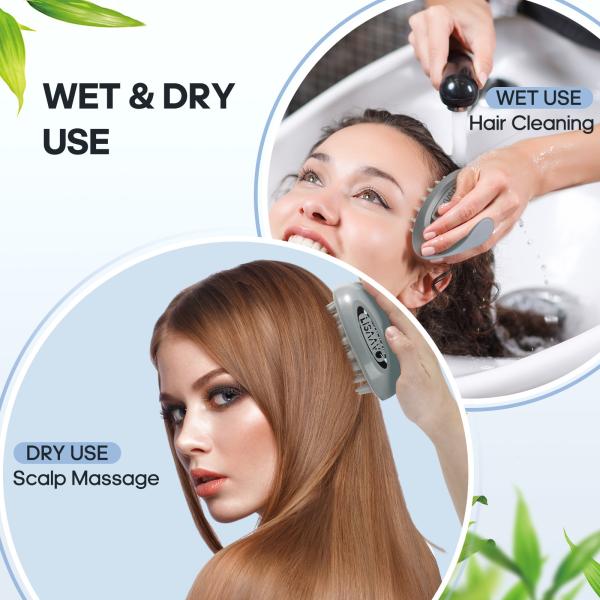 Gray Interchangeable Scalp Scrub Brush With 3 Hardness Levels