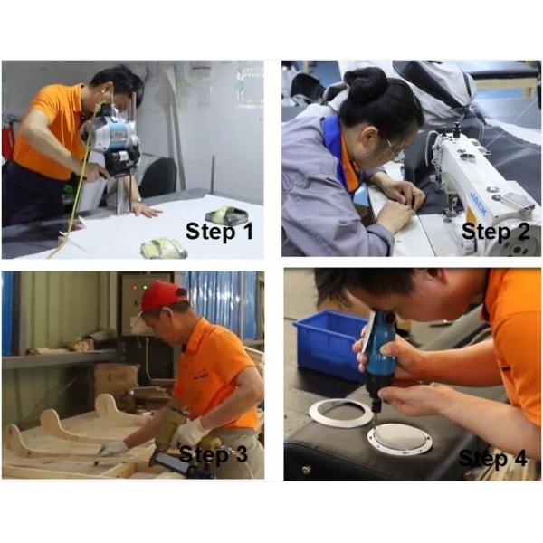 Air Lift Contemporary Velvet Upholstered Bed Faux Leather Curved PU Headboard