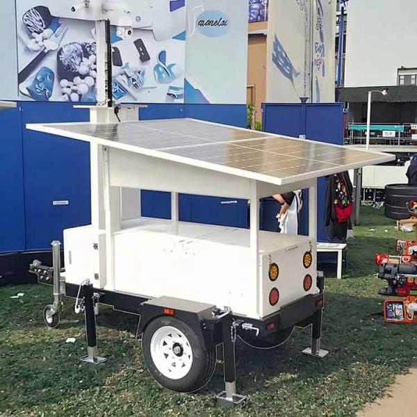Steady Operation Mobile Surveillance Trailer Portable Solar Energy System Cctv Tower For Outdoor Exhibition Monitoring