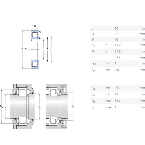 AISI52100 NUP206 Open Roller Bearing For Excavator Parts 30x 62 X 16 Mm