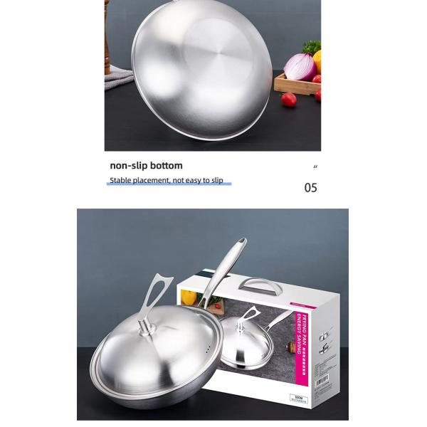 High Capacity Stovetop Frying Pan Kitchen Non Stick Stainless Steel