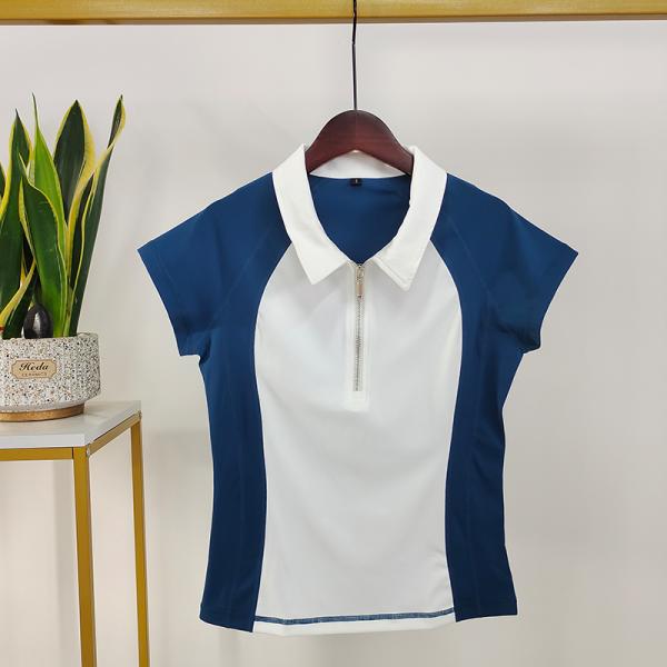 Stitching Contrast Color Horse Riding Tops Polo T Shirts Short Sleeve Base Layer