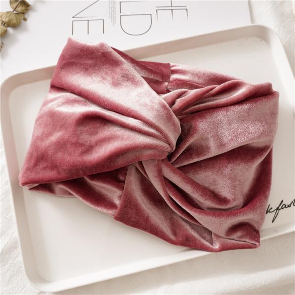 Women golden gray pink velvet wide hair bands bag warm cloth hair accessories cross - border elastic hoop