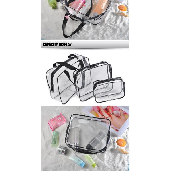 3 pieces makeup pouch travel clear PVC toiletry bag