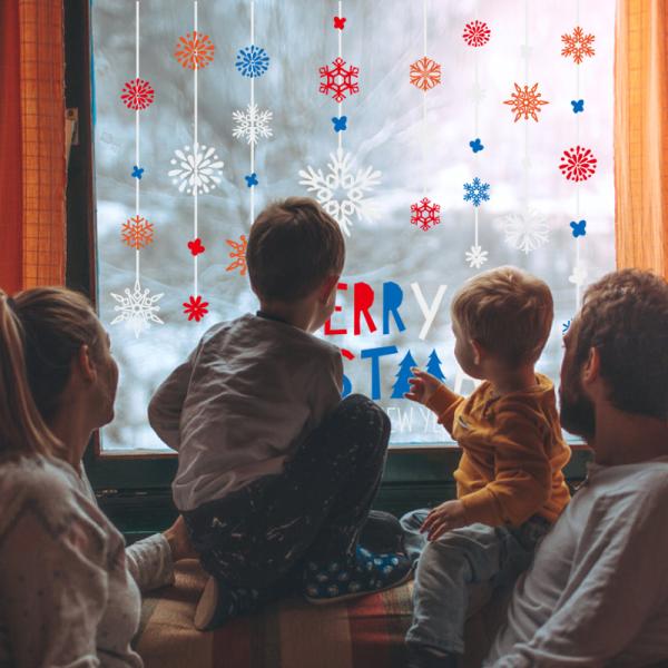 Snowflakes Christmas Wall Stickers Room Home Decoration Door PVC 3D Non - Toxic