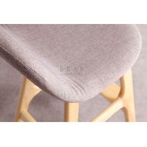 Ash Wood Fabric Modern High Wooden Bar Chair
