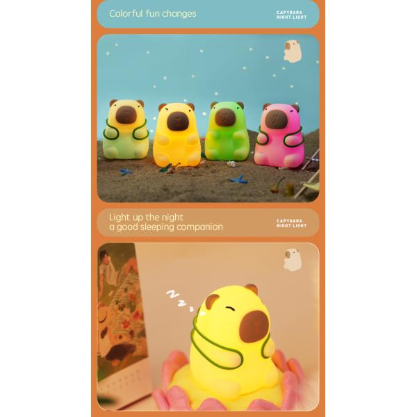 Custom Logo Capybara Kids Gift Bedroom Sleeping Cute Soft Lamp Color Gradient Dog Silicone Night Light
