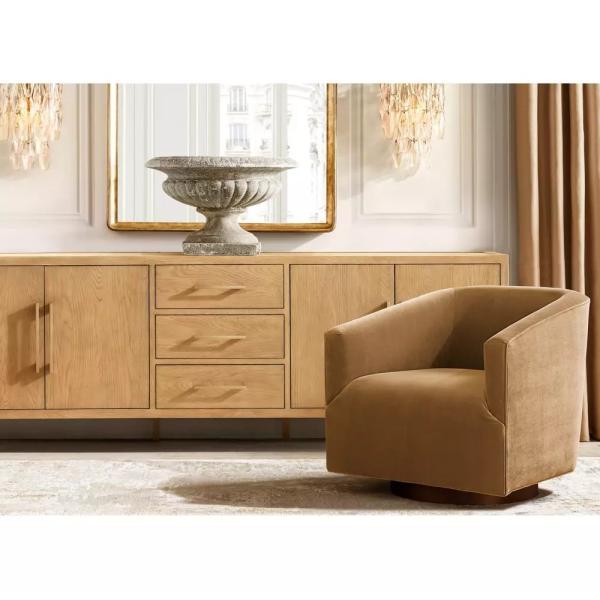 Medieval Style Walnut Console Table Roller Shutter Door Cabinet