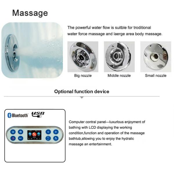 2 Person Corner Jacuzzi Bathtub Freestanding Indoor Acrylic 1800x600mm