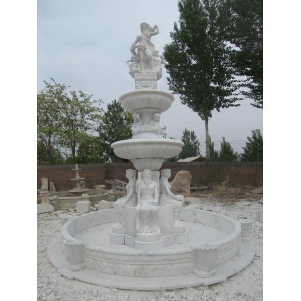 Man and Woman Statue Carved White Marble Stone Fountain