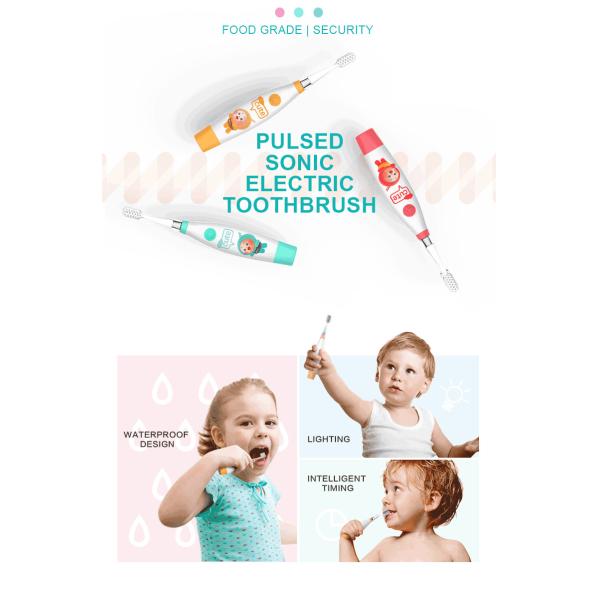 Soft Brush Kids Electric Toothbrush IPX7 Waterproof Dry Cell Battery