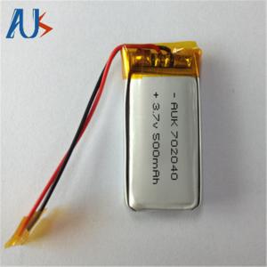Quality Safety Small LiPo Battery 3.7V 500mAh Lithium LiPo Cell 702040 for sale