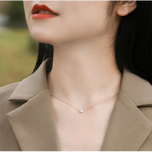 0.20ct 18K Gold Diamond Necklace Princess Cut Solitaire Diamond Necklace Yellow Gold