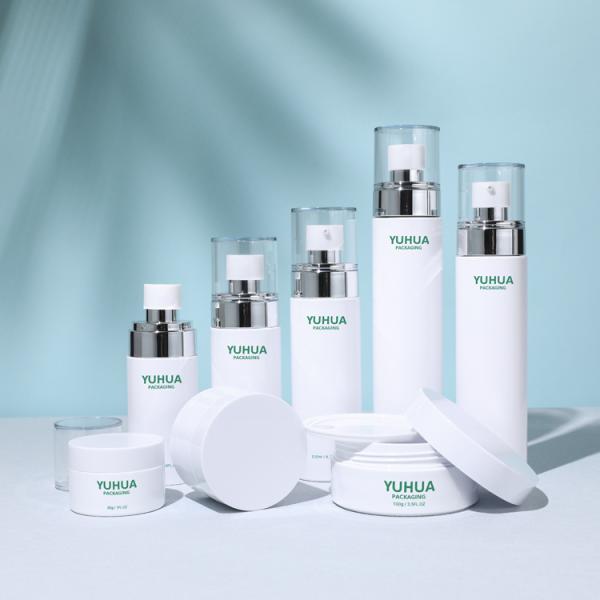 60ml 80ml 100ml White Plastic Bottle With Silver Pump Spray Skincare Set