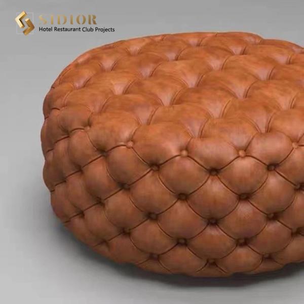 Italian Style Leisure Fabric Ottoman Pouf Modern SGS approved