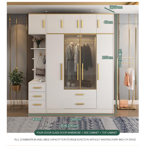 Home Modern Bedroom Furniture MDF Panel Freestanding Wardrobe Cabinet