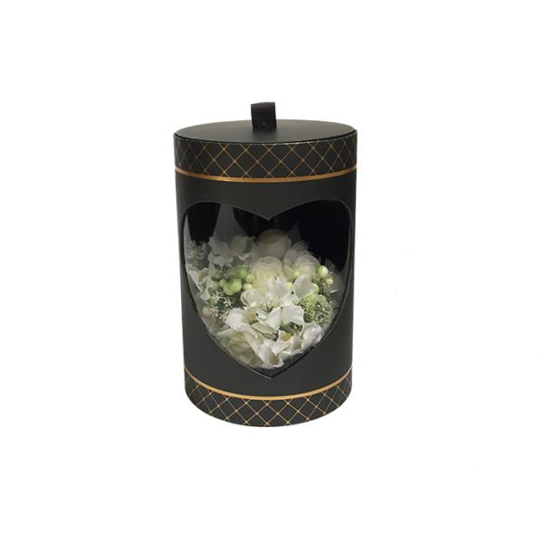 Custom Luxury Clear Window Transparent Paper Round Cylinder Shape Wedding Flower Boxes